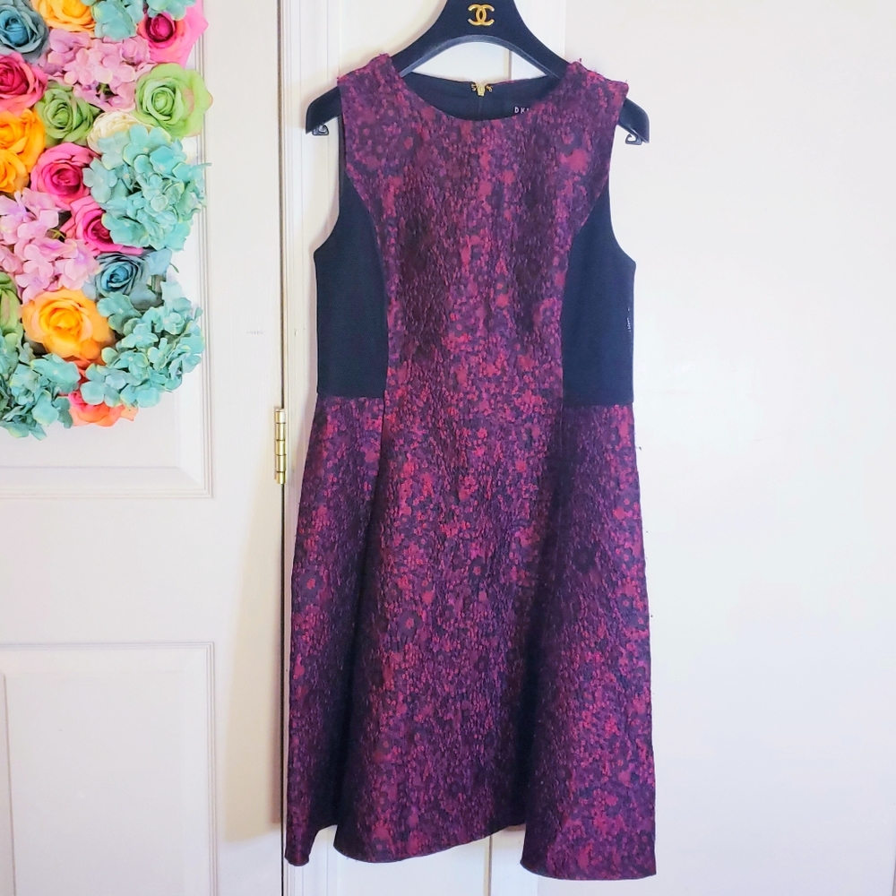 $210 DKNY New Jacquard Floral Fit Flare Sleeveless - Picture 8 of 16